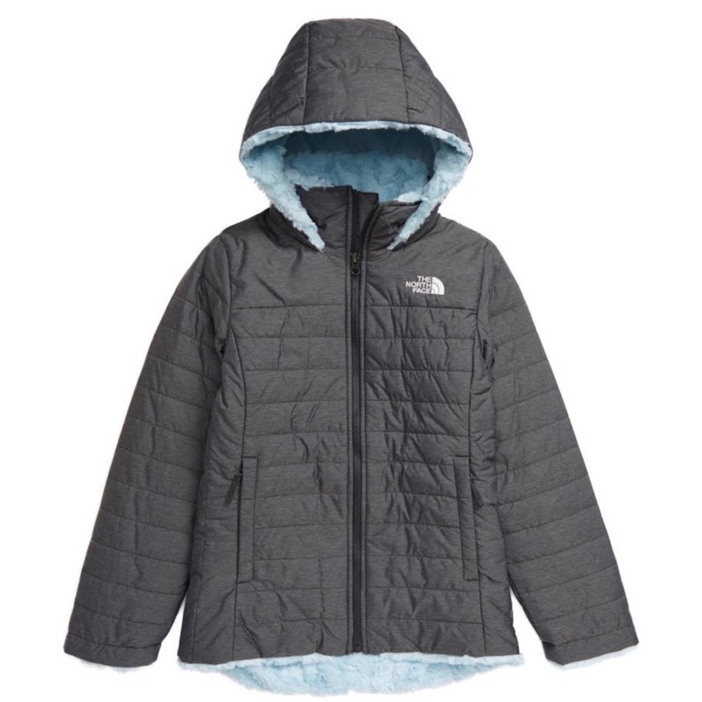 NWT The North Face Girls' Mossbud Swirl Parka in Gray & Starlight Blue (Sz. XXS)